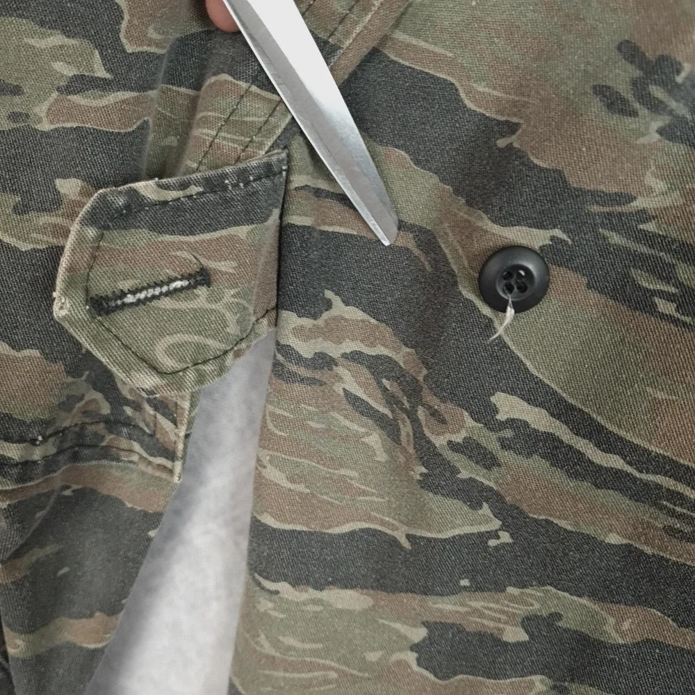 Vintage Tiger Stripe Camo Jacket Mens Large Green Military Canvas Combat Field